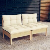 vidaXL 2-Sitzer-Gartensofa mit Creme Kissen Massivholz...