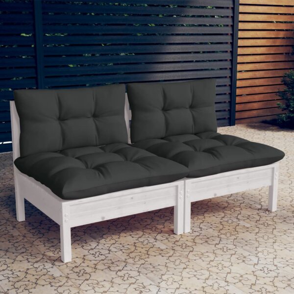 vidaXL 2-Sitzer-Gartensofa mit Anthrazit Kissen Massivholz Kiefer