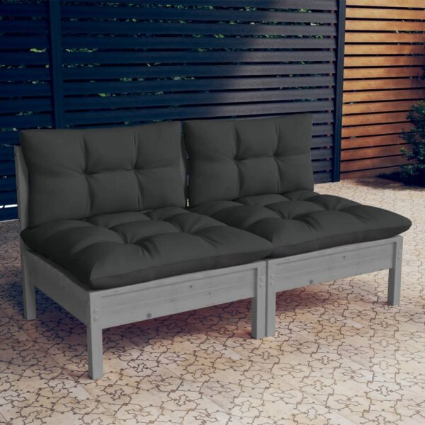 vidaXL 2-Sitzer-Gartensofa mit Anthrazit Kissen Massivholz Kiefer