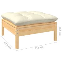 vidaXL 3-tlg. Garten-Lounge-Set mit Creme Kissen Kiefernholz