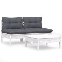 vidaXL 3-tlg. Garten-Lounge-Set mit Anthrazit Kissen...