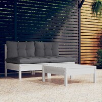 vidaXL 3-tlg. Garten-Lounge-Set mit Anthrazit Kissen...