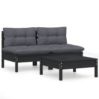 vidaXL 3-tlg. Garten-Lounge-Set mit Anthrazit Kissen...