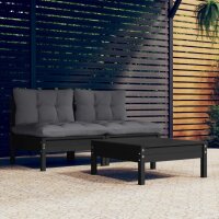 vidaXL 3-tlg. Garten-Lounge-Set mit Anthrazit Kissen...