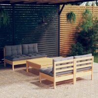 vidaXL 5-tlg. Garten-Lounge-Set mit Grauen Kissen...