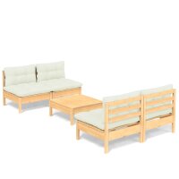 vidaXL 5-tlg. Garten-Lounge-Set mit Creme Kissen Kiefernholz