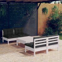 vidaXL 5-tlg. Garten-Lounge-Set mit Anthrazit Kissen...