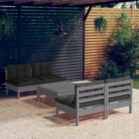 vidaXL 5-tlg. Garten-Lounge-Set mit Anthrazit Kissen Kiefernholz