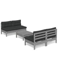 vidaXL 5-tlg. Garten-Lounge-Set mit Anthrazit Kissen Kiefernholz