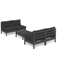 vidaXL 5-tlg. Garten-Lounge-Set mit Anthrazit Kissen Kiefernholz