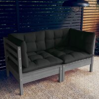 vidaXL 2-Sitzer-Gartensofa mit Anthrazit Kissen Massivholz Kiefer