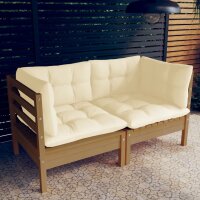 vidaXL 2-Sitzer-Gartensofa mit Creme Kissen Massivholz Kiefer