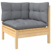 vidaXL 3-tlg. Garten-Lounge-Set mit Grauen Kissen Kiefernholz