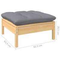 vidaXL 3-tlg. Garten-Lounge-Set mit Grauen Kissen Kiefernholz