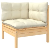 vidaXL 3-tlg. Garten-Lounge-Set mit Creme Kissen Kiefernholz