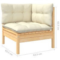 vidaXL 3-tlg. Garten-Lounge-Set mit Creme Kissen Kiefernholz