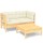 vidaXL 3-tlg. Garten-Lounge-Set mit Creme Kissen Kiefernholz