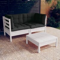 vidaXL 3-tlg. Garten-Lounge-Set mit Anthrazit Kissen...