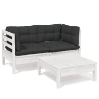 vidaXL 3-tlg. Garten-Lounge-Set mit Anthrazit Kissen...