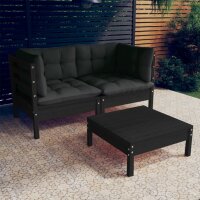 vidaXL 3-tlg. Garten-Lounge-Set mit Anthrazit Kissen...