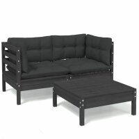 vidaXL 3-tlg. Garten-Lounge-Set mit Anthrazit Kissen...