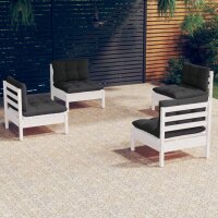 vidaXL 4-tlg. Garten-Lounge-Set mit Anthrazit Kissen...