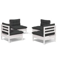 vidaXL 4-tlg. Garten-Lounge-Set mit Anthrazit Kissen...