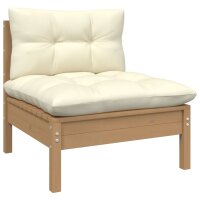 vidaXL 4-tlg. Garten-Lounge-Set mit Creme Kissen Kiefernholz