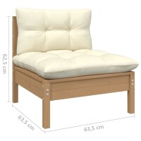 vidaXL 4-tlg. Garten-Lounge-Set mit Creme Kissen Kiefernholz