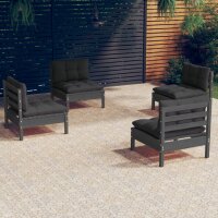 vidaXL 4-tlg. Garten-Lounge-Set mit Anthrazit Kissen...