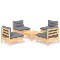 vidaXL 5-tlg. Garten-Lounge-Set mit Grauen Kissen...