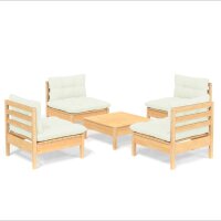 vidaXL 5-tlg. Garten-Lounge-Set mit Creme Kissen Kiefernholz