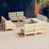 vidaXL 8-tlg. Garten-Lounge-Set mit Creme Kissen Kiefernholz