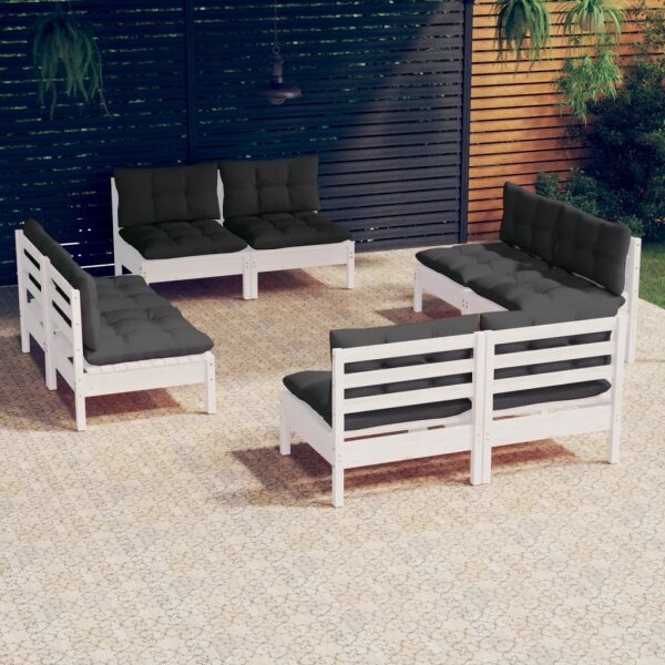 vidaXL 8-tlg. Garten-Lounge-Set mit Anthrazit Kissen Kiefernholz