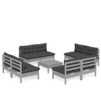 vidaXL 9-tlg. Garten-Lounge-Set mit Anthrazit Kissen Kiefernholz