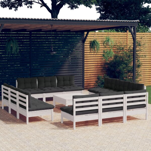 vidaXL 13-tlg. Garten-Lounge-Set mit Anthrazit Kissen Kiefernholz