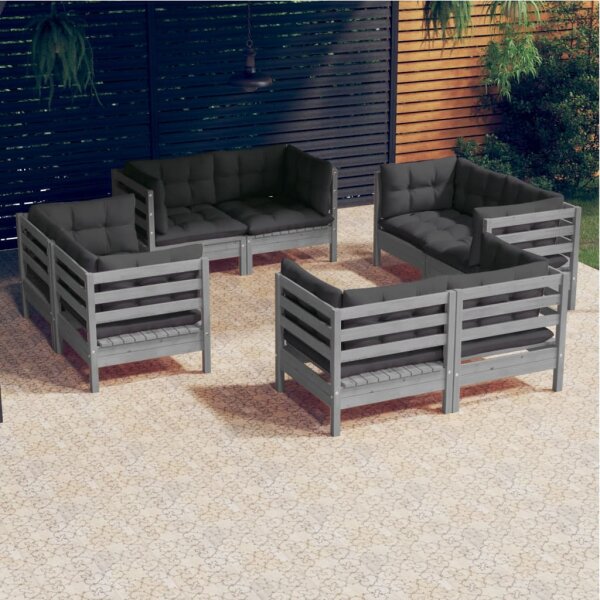 vidaXL 8-tlg. Garten-Lounge-Set mit Anthrazit Kissen Kiefernholz