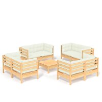 vidaXL 9-tlg. Garten-Lounge-Set mit Creme Kissen Kiefernholz