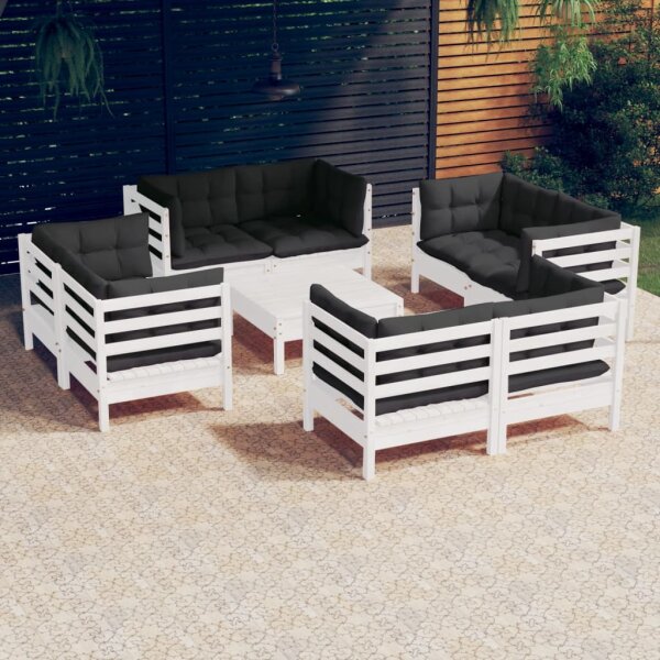 vidaXL 9-tlg. Garten-Lounge-Set mit Anthrazit Kissen Kiefernholz