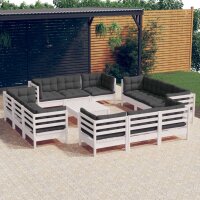 vidaXL 13-tlg. Garten-Lounge-Set mit Anthrazit Kissen...