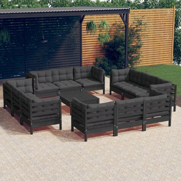 vidaXL 13-tlg. Garten-Lounge-Set mit Anthrazit Kissen Kiefernholz