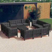 vidaXL 13-tlg. Garten-Lounge-Set mit Anthrazit Kissen...