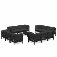 vidaXL 13-tlg. Garten-Lounge-Set mit Anthrazit Kissen...