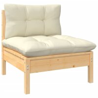 vidaXL 3-Sitzer-Gartensofa mit Creme Kissen Massivholz Kiefer