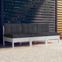 vidaXL 3-Sitzer-Gartensofa mit Anthrazit Kissen...