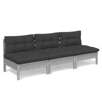 vidaXL 3-Sitzer-Gartensofa mit Anthrazit Kissen...