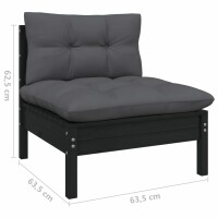 vidaXL 3-Sitzer-Gartensofa mit Anthrazit Kissen Massivholz Kiefer