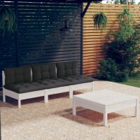 vidaXL 4-tlg. Garten-Lounge-Set mit Anthrazit Kissen...