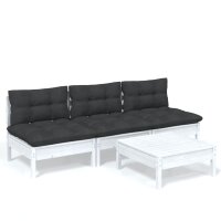 vidaXL 4-tlg. Garten-Lounge-Set mit Anthrazit Kissen Kiefernholz