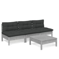 vidaXL 4-tlg. Garten-Lounge-Set mit Anthrazit Kissen...